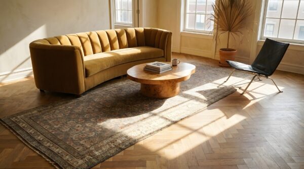 Soft gray antique herati design persian bidjar hallway runner rug (sku 23720) - room view
