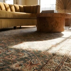 Soft Gray Antique Herati Design Persian Bidjar Hallway Runner Rug (SKU 23720) - in-room detail