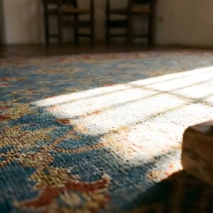 Soft Light Blue Color Antique Oversized Large Scale All Over Design Persian Sultanabad Rug (SKU 23846) - in-room detail