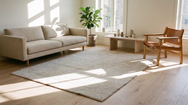 Soft light faded gray color antique cotton pile indian agra rug 6 Soft light faded gray color antique cotton pile indian agra rug (sku 21358) - room view