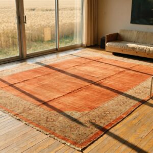 Solid Red Open Field Antique Tribal Large Size Persian Sultanabad Rug (SKU 19774) - room view