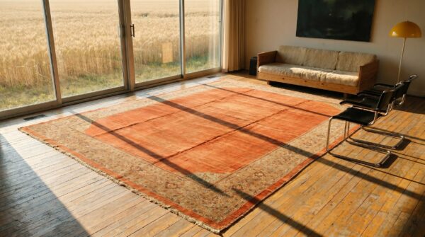 Solid red open field antique tribal large size persian sultanabad rug (sku 19774) - room view
