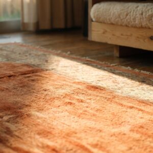 Solid Red Open Field Antique Tribal Large Size Persian Sultanabad Rug (SKU 19774) - in-room detail