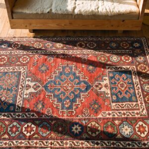 Antique Soumak Persian 1900s Rug (SKU 22496) - styled overhead view