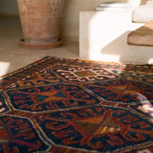 Antique Soumak Persian Geometric Rug (SKU 25089) - in-room detail