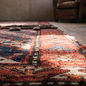 Antique Soumak Small Scatter Size Wool Rug (SKU 22454) - in-room detail