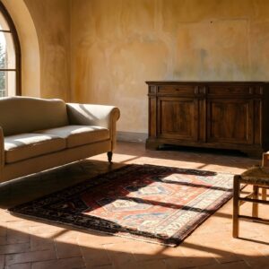 Antique Soumak Square Small Scatter Size Wool Multicolor Rug (SKU 25169) - room view