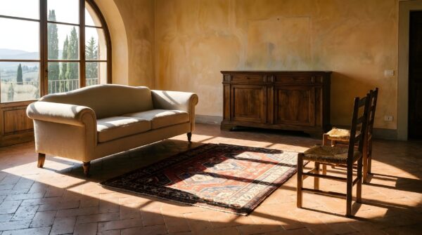 Antique soumak square small scatter size wool multicolor rug 7 Antique soumak square small scatter size wool multicolor rug (sku 25169) - room view