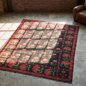 Antique Spanish - Cuenca Carpet Spanish Knotted Rug (SKU 17171) - styled overhead view