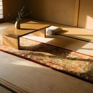 Antique Spanish Cuenca Coral Hallway Runner Rug Allover Floral (SKU 24869) - room view