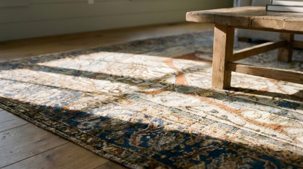 Spectacular fine weave luxurious antique collectible mid 19th century persian silk heriz rug 11 Spectacular fine weave luxurious antique collectible mid 19th century persian silk heriz rug (sku 24974) - in-room detail