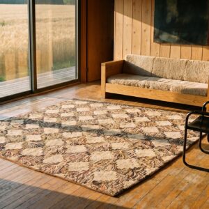 Antique Square Allover Geometric American Folk Art Hooked Rug (SKU 20576) - room view