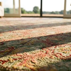 Antique Square Allover Geometric Pattern American Hooked Rug (SKU 25028) - in-room detail