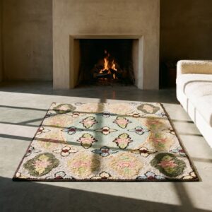 Antique Square American Hooked Rug American Knotted (SKU 17179) - room view