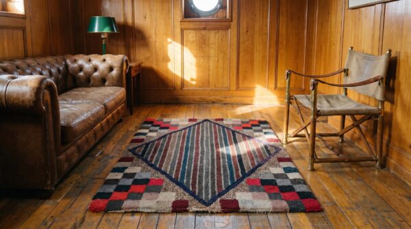 Antique square american hooked rug america multicolor 1920s (sku 20476) - room view