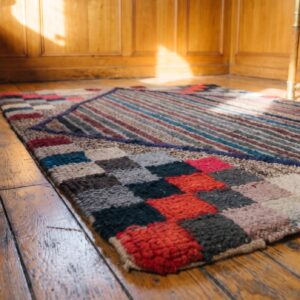 Antique Square American Hooked Rug America Multicolor 1920s (SKU 20476) - in-room detail
