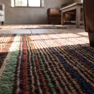 Antique Square American Hooked Rug Multicolor 1890s (SKU 20483) - in-room detail
