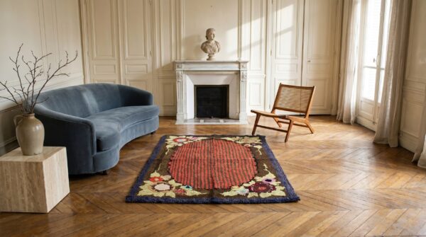 Square wool antique american hooked small scatter size 1935 rug (sku 17634) - room view