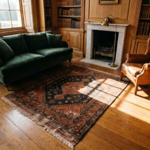 Antique Square Baluch Persian Rug - Small Tribal Geometric Scatter Size (SKU 17704) - room view