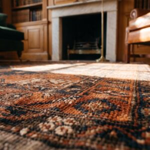 Antique Square Baluch Persian Rug - Small Tribal Geometric Scatter Size (SKU 17704) - in-room detail