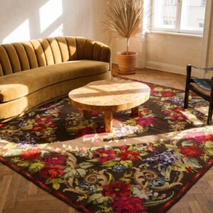Antique Square Besserabian Ukraine Floral Flat Weave Rug (SKU 24479) - room view