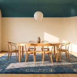 Antique Square Blue Geometric Chinese Baotou Wool Pile Rug (SKU 24469) - room view
