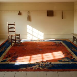 Antique Square Wool Blue Red Hand Knotted Pile Rug (SKU 24458) - room view