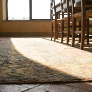 Antique Square Coral Turkish Oushak Rug with Large Scale Allover Design (SKU 24782) - in-room detail