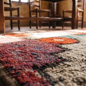 Square Hooked Wool American Antique Small Scatter Size 1935 Rug (SKU 19901) - in-room detail