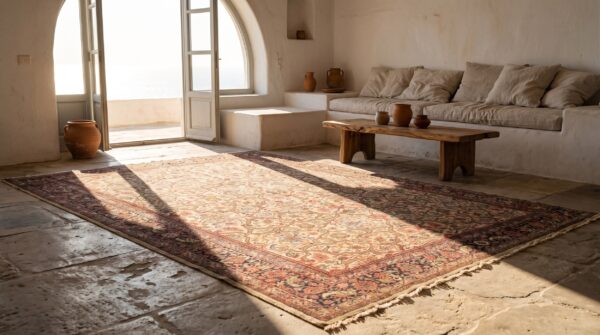 Square antique ivory allover floral persian malayer area rug 4 Square antique ivory allover floral persian malayer area rug (sku 21327) - room view