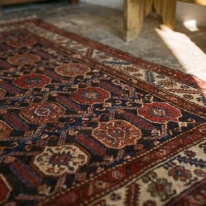 Antique Square Malayer Persian Tribal Geometric Rug - 1920s (SKU 21110) - in-room detail