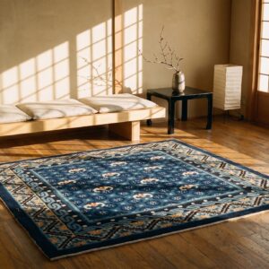 Antique Square Navy Blue Chinese Bats Ningxia Rug (SKU 22469) - room view