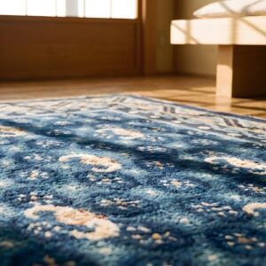Antique Square Navy Blue Chinese Bats Ningxia Rug (SKU 22469) - in-room detail