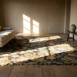 Antique Square Needlepoint English Allover Rug (SKU 24313) - room view