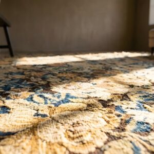 Antique Square Needlepoint English Allover Rug (SKU 24313) - in-room detail