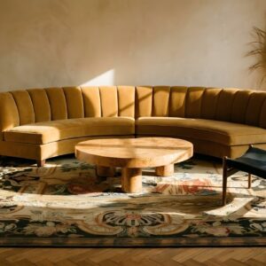 Antique Square Needlepoint English Allover Flat Weave Textile Art (SKU 23801) - room view