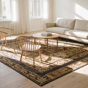 Antique Square Needlepoint French Flat Weave Rug (SKU 25513) - room view