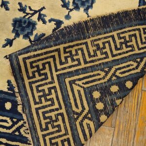 Antique Square Ningxia Chinese Geometric Beige 1850s Rug (SKU 23758) - room view