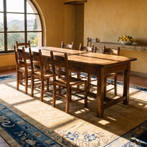 Square Room Size Cream and Blue Color Antique Chinese Medallion Peking Rug (SKU 25086) - room view