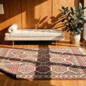 Antique Square Soumak Persian Multicolor 1900s Rug (SKU 22455) - room view