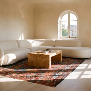 Antique Square Soumak Small Scatter Size Wool Multicolor Red Rug (SKU 25090) - room view