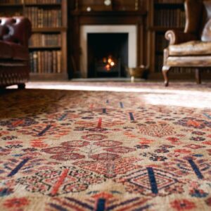 Antique Square Tribal NW Persian Shrub Design Bakshaish Rug (SKU 24524) - in-room detail