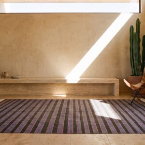 Antique Striped Purple Large Room Size Cotton Dhurrie Flat Woven Rug (SKU 21552) - room view