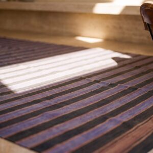 Antique Striped Purple Large Room Size Cotton Dhurrie Flat Woven Rug (SKU 21552) - in-room detail