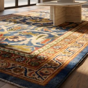 Antique Sultanabad Persian Hallway Runner Rug - Light Blue Wool Pile (SKU 22724) - in-room detail