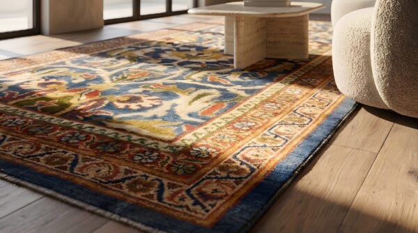 Antique sultanabad persian hallway runner rug - light blue wool pile 9 Antique sultanabad persian hallway runner rug - light blue wool pile (sku 22724) - in-room detail