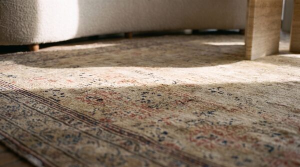 Antique tabriz persian ivory 1920s rug 9 Antique tabriz persian ivory 1920s rug (sku 21568) - in-room detail
