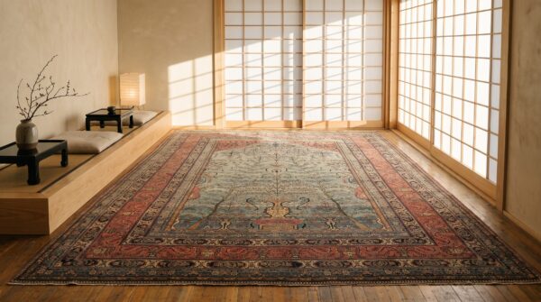Antique tahran persian knotted rug 8 Antique tahran persian knotted rug (sku 22823) - room view