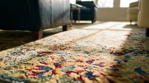 Antique tahran persian allover floral knotted rug 9 Antique tahran persian allover floral knotted rug (sku 25213) - in-room detail