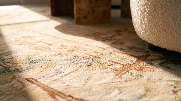 Antique tapestry french ivory 1750s rug 11 Antique tapestry french ivory 1750s rug (sku 20319) - in-room detail